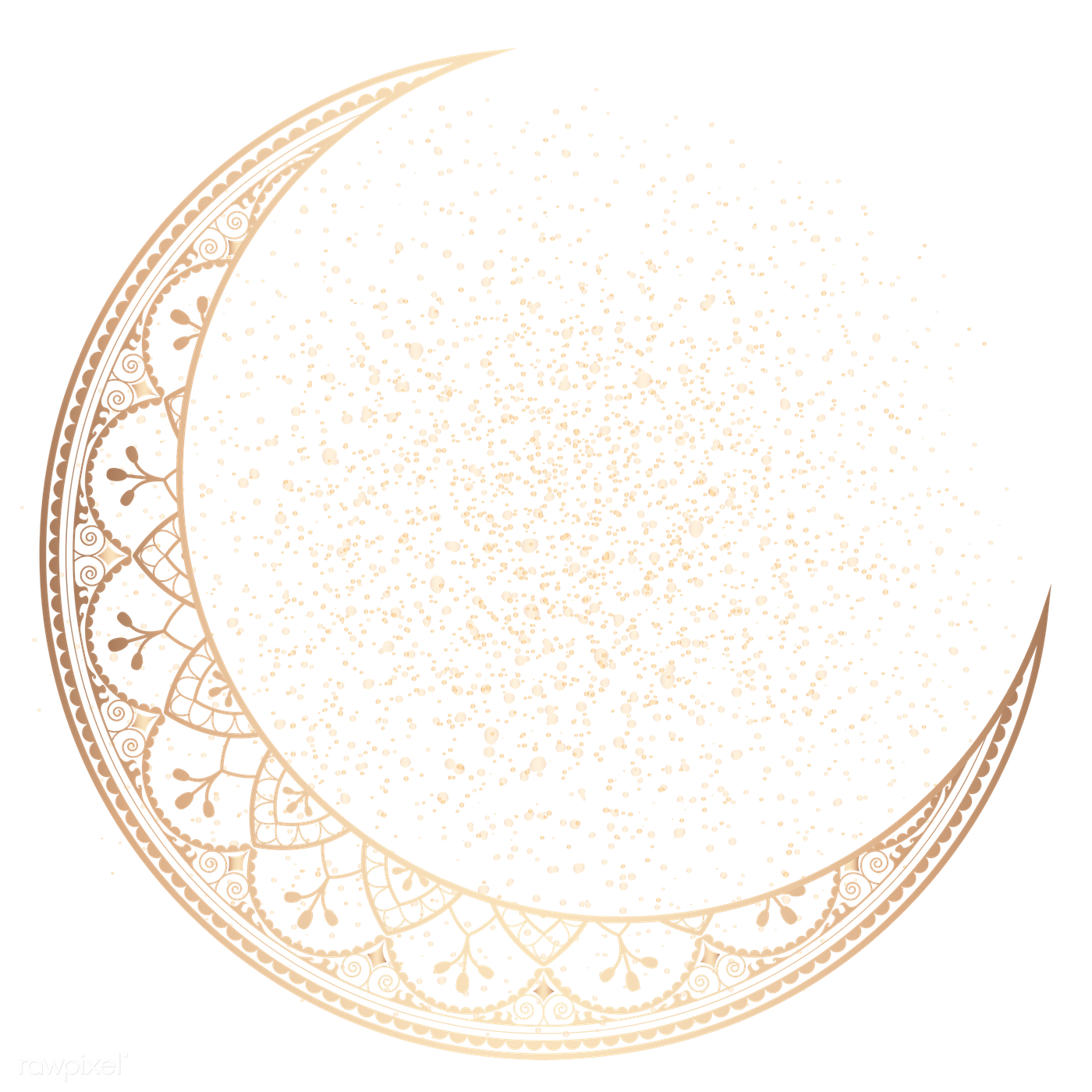 Golden Moon Crescent Background PNG Image