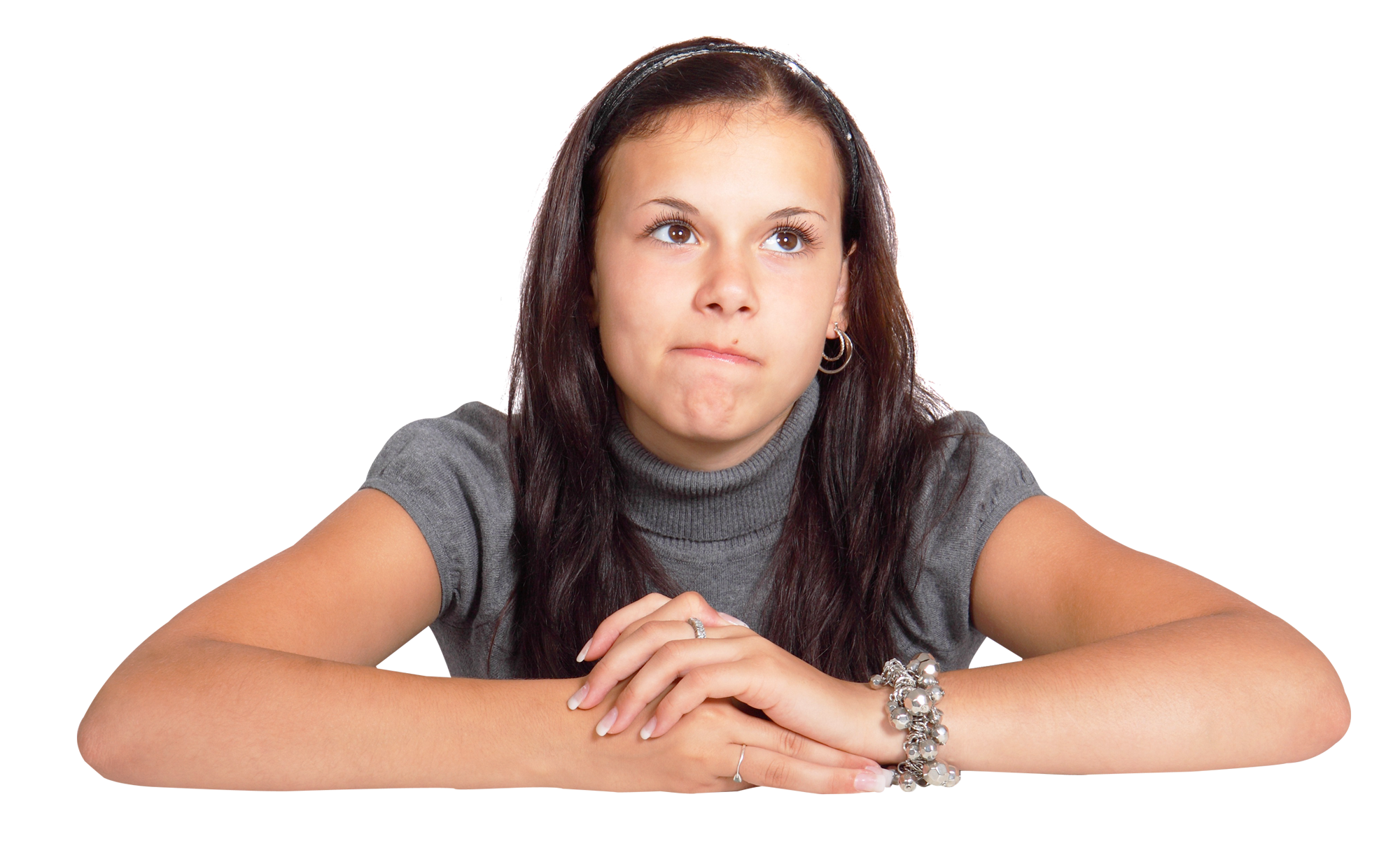 Lady Thinking Free PNG
