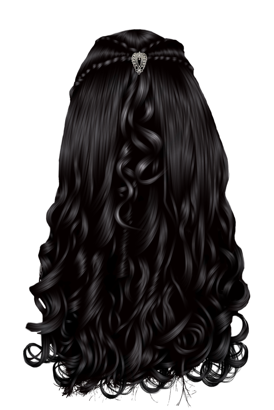 Long Black Women Hair Transparent PNG