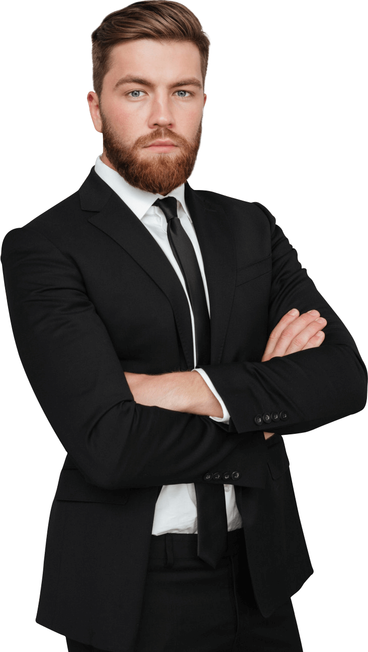 Man In Suit Standing Background PNG Image