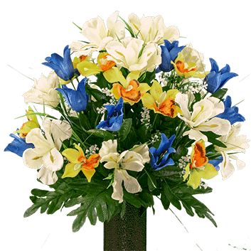 Orchid And Tulips Bouquet Background PNG Image