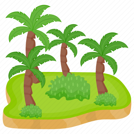 Palm Trees On Island PNG Background
