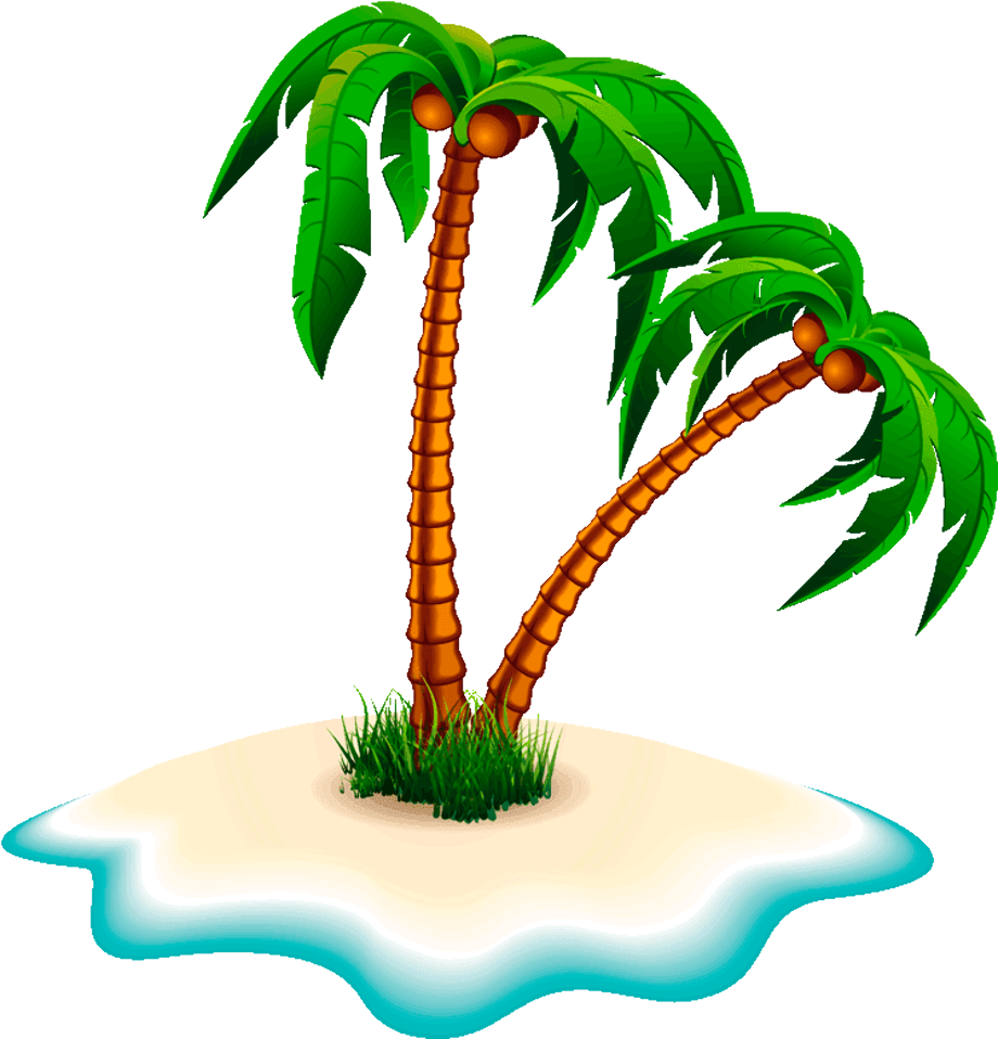 Palm Trees On Island PNG Free File Download