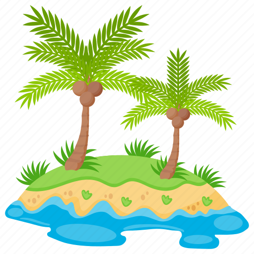 Palm Trees On Island Transparent Image