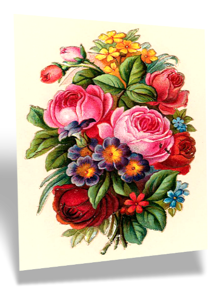 Victorian Vintage Flowers Background PNG Image
