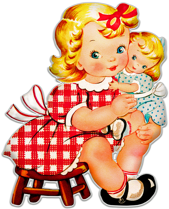 Vintage Girl Doll PNG Clipart Background