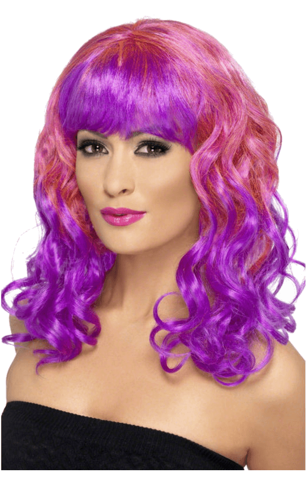 Wig Pink Curly Background PNG Image