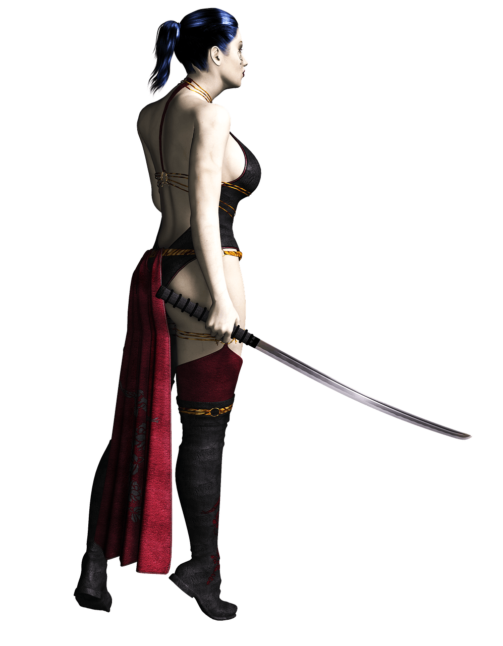 Woman With Long Sword Transparent Background