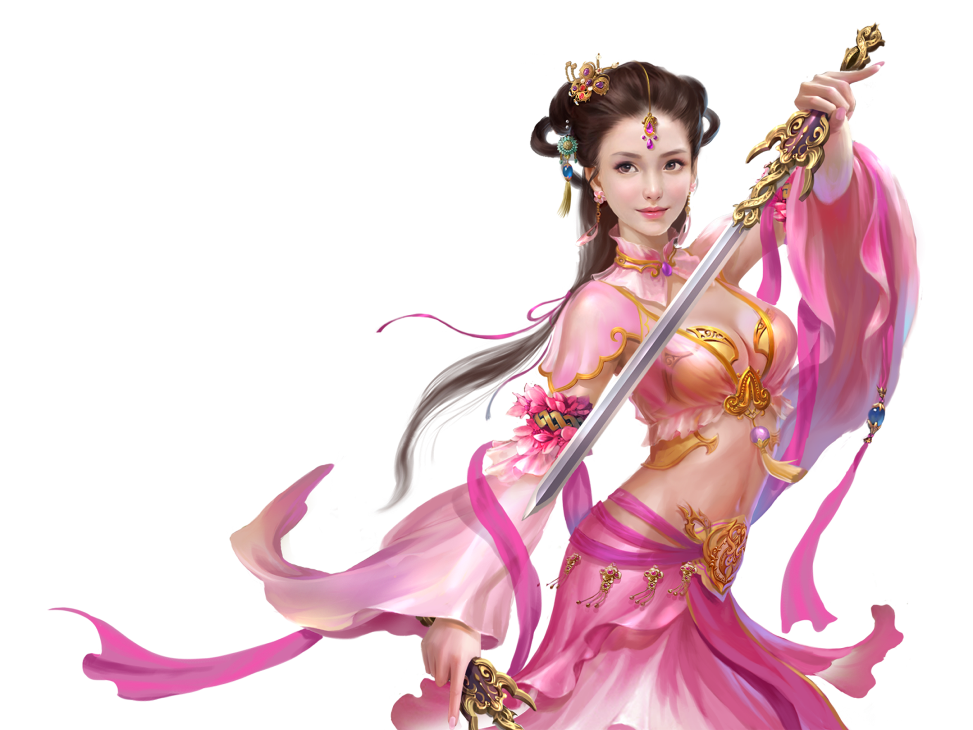Woman With Long Sword Transparent PNG