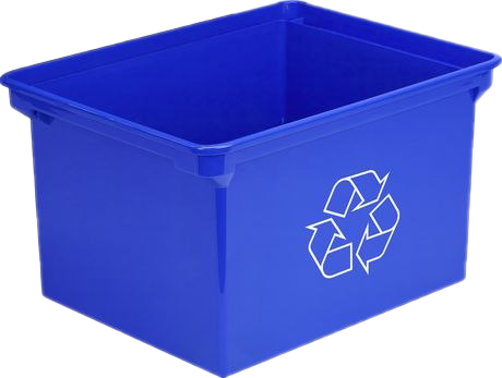 Bac de recyclage bleu transparent PNG