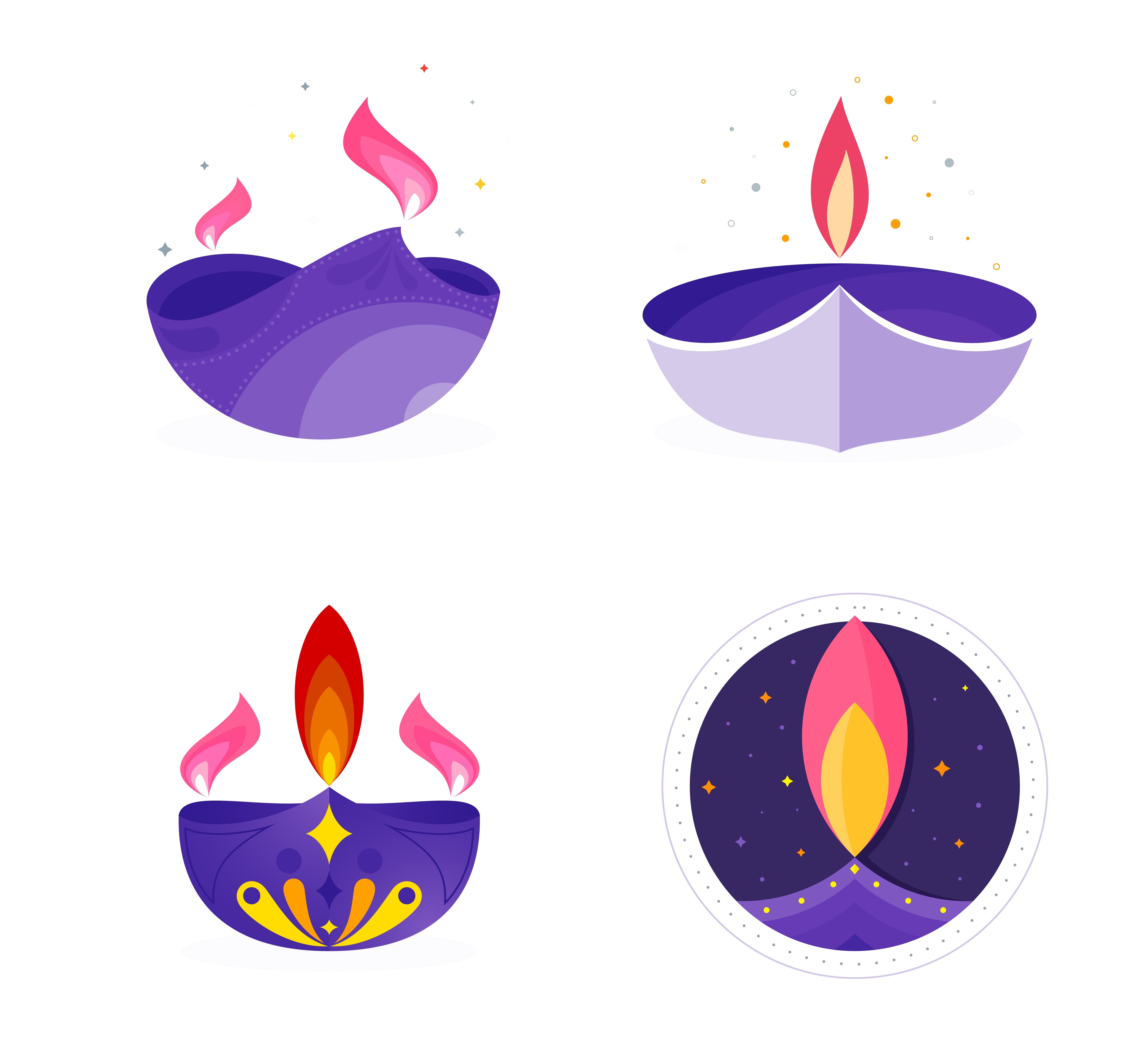 Vector Purple Diwali Diya PNG
