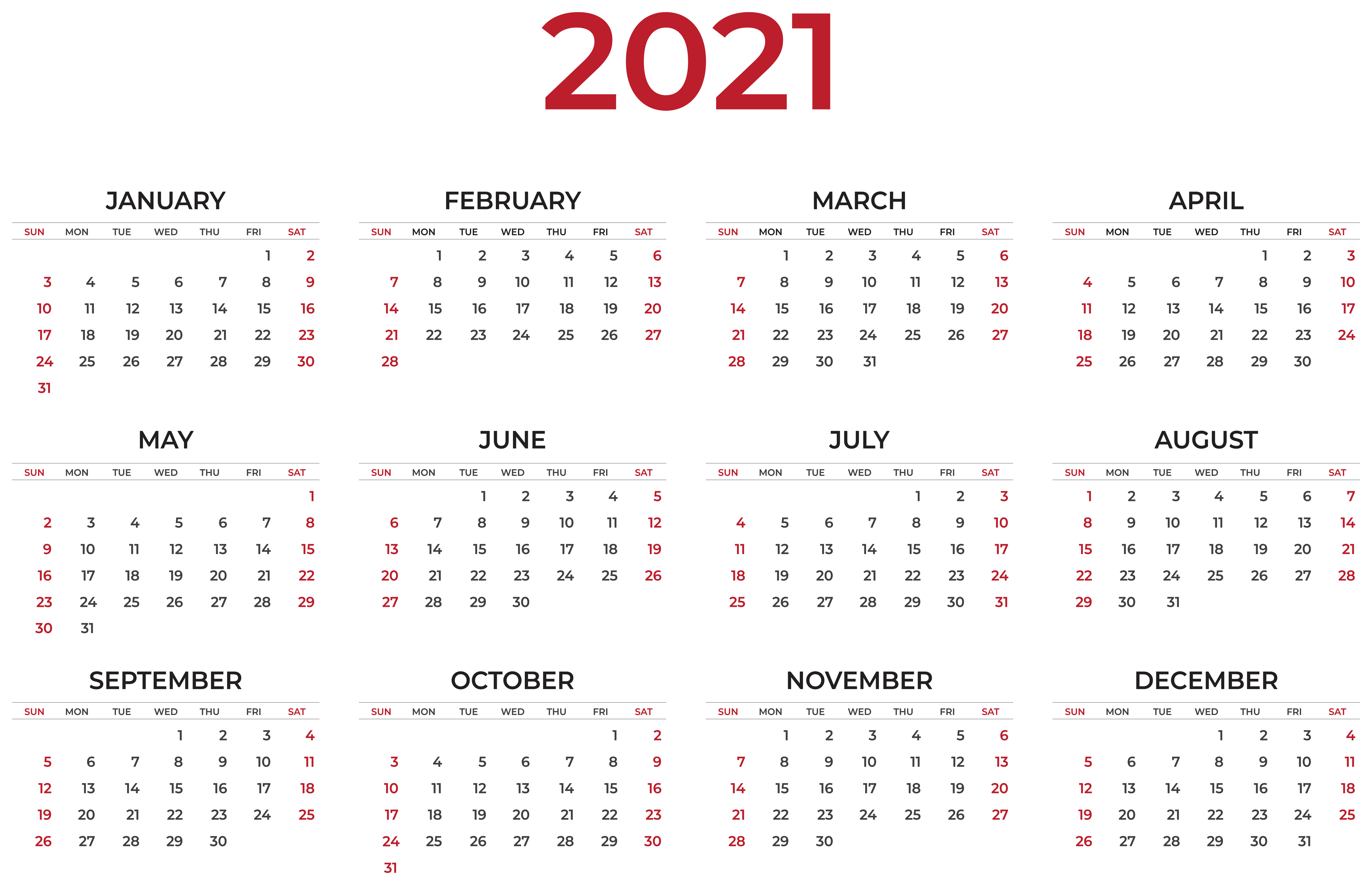 Calendrier 2021 Fond PNG Image