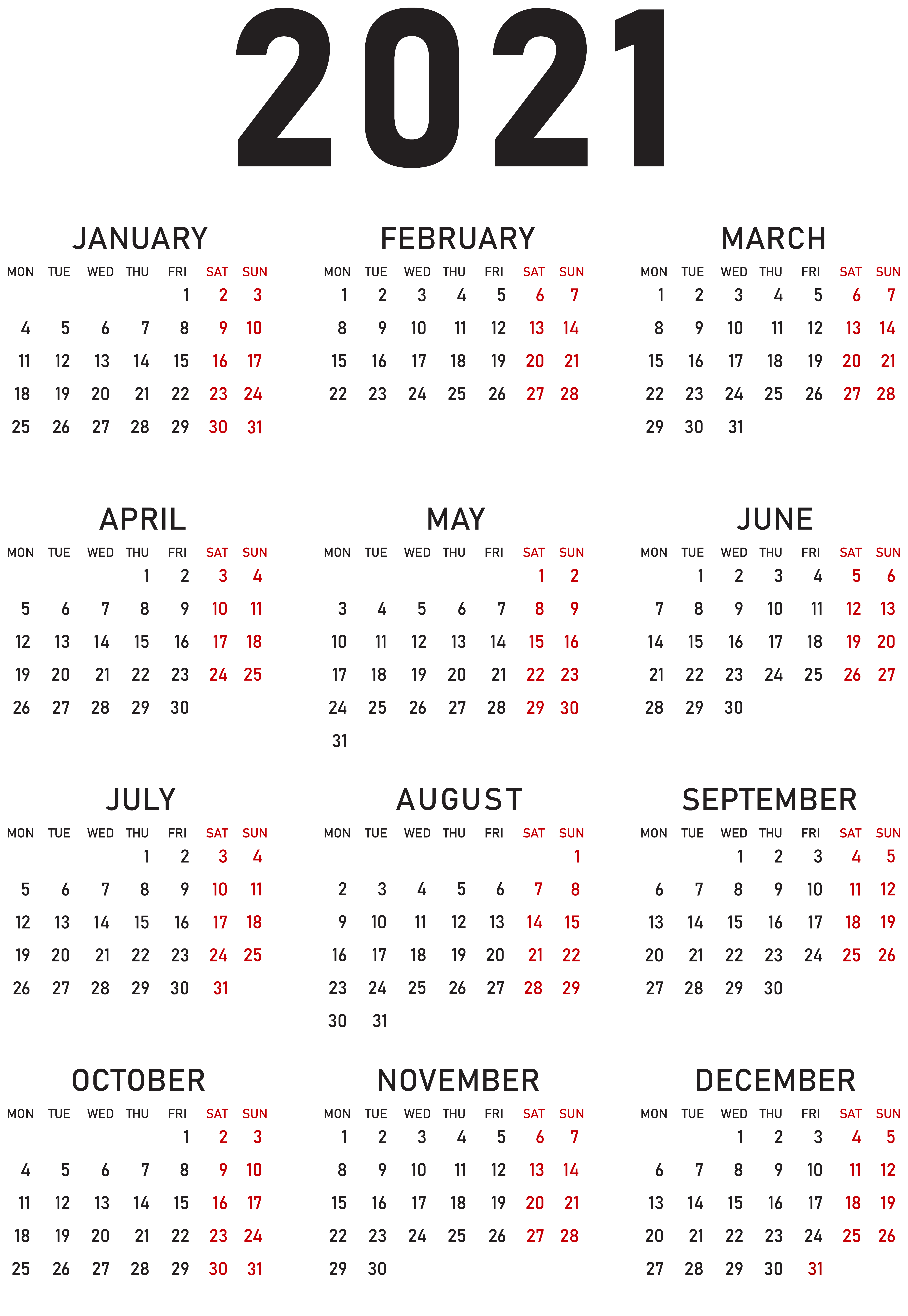 Calendar 2021 PNG HD Quality