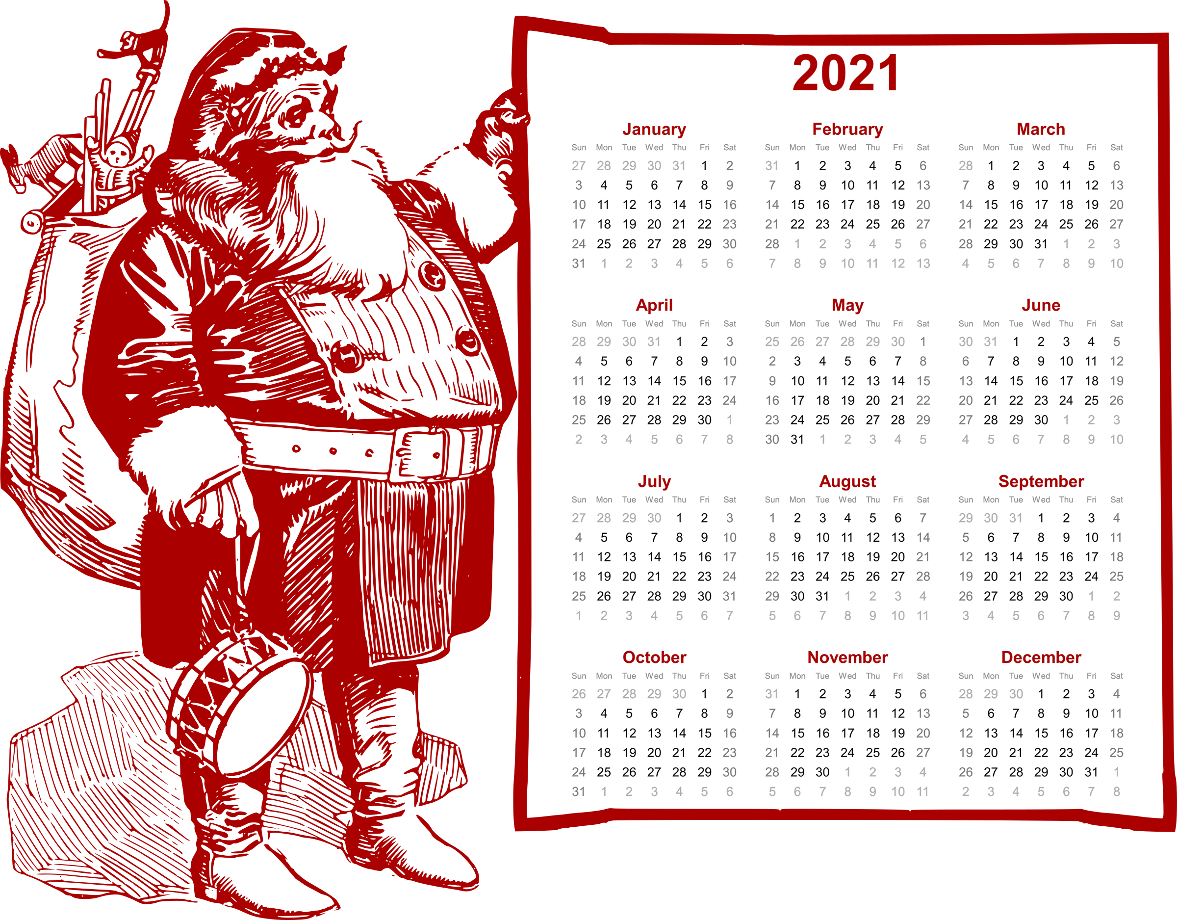 Calendar 2021 Transparent Image