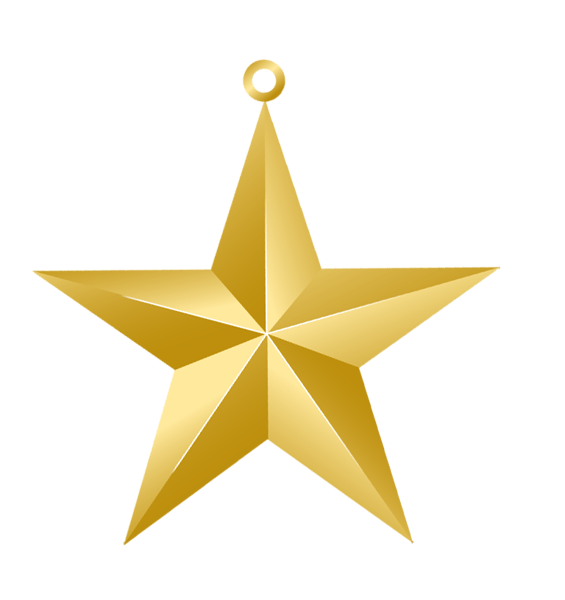 Golden Christmas Star No Background PNG