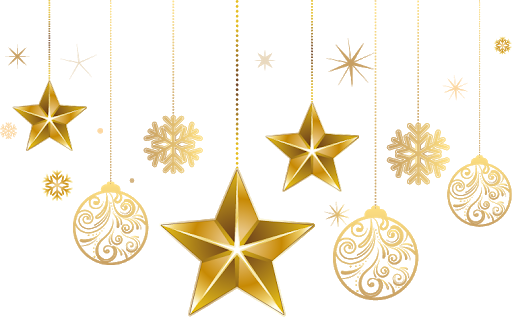 Ornamentos de estrella de Navidad dorada PNG