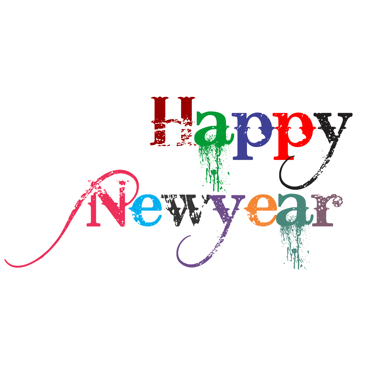 Happy New Year 2021 Colorful Text Transparent PNG