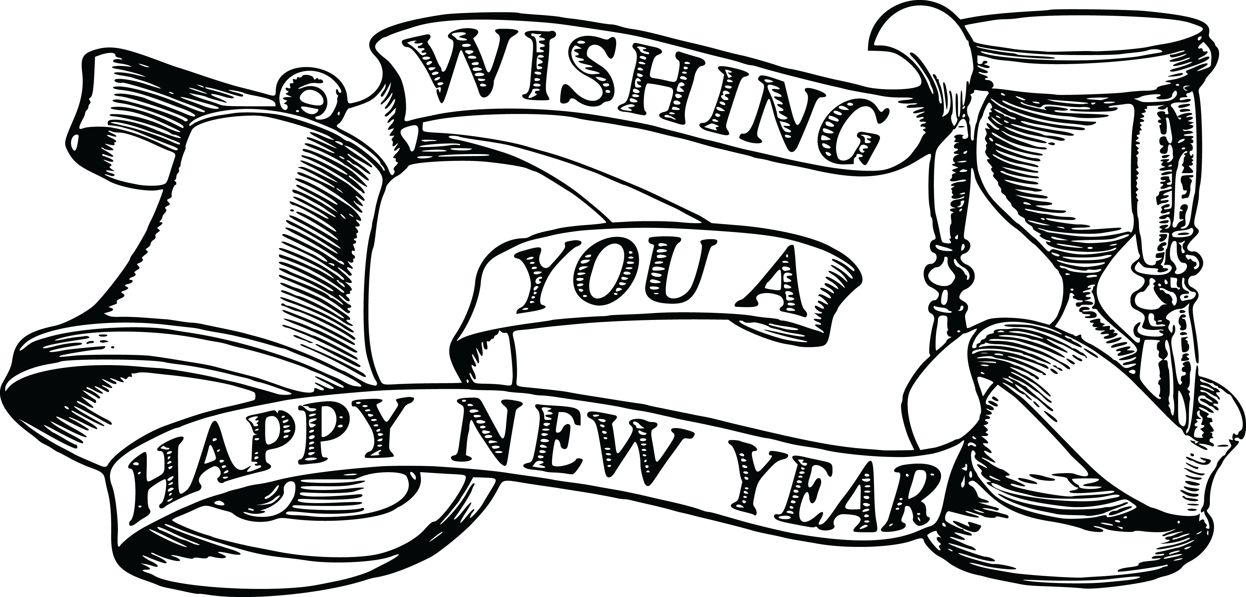 Happy New Year Black Design Transparent PNG