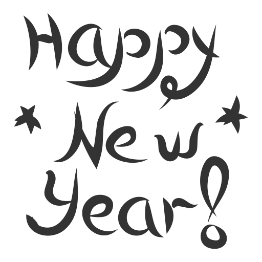 Happy New Year Black Style Text Vector Transparent PNG