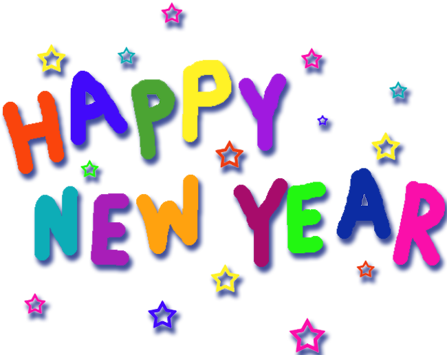 Happy New Year Colorful Text Transparent PNG