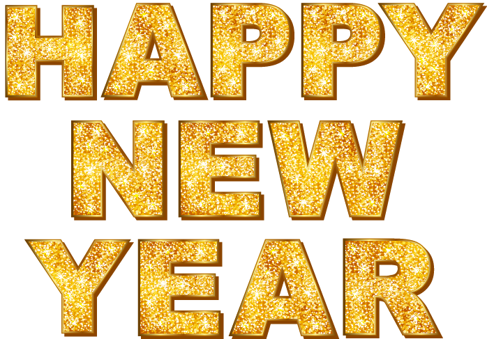Happy New Year Golden Text Transparent PNG