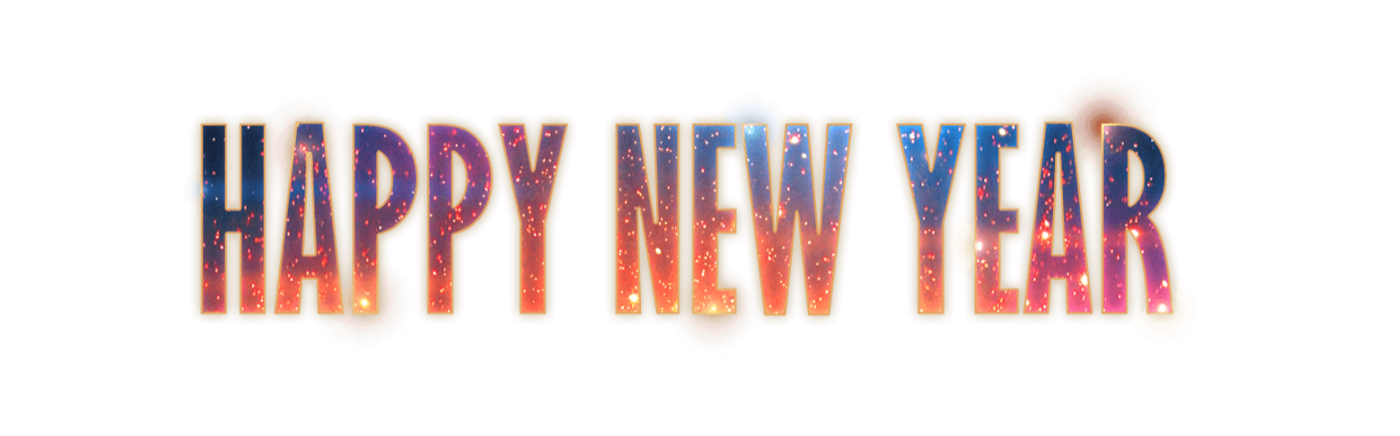 Happy New Year Gradient Text Transparent PNG