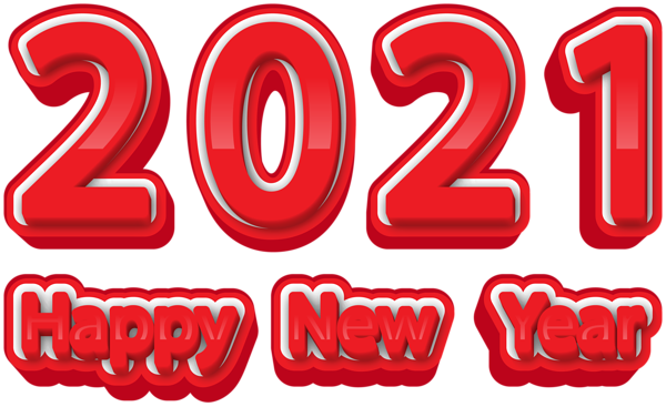 Happy New Year Red 2021 Text PNG