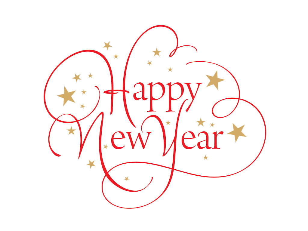 Happy New Year Red Stylish Text PNG