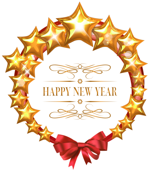 Happy New Year Stars Frame PNG
