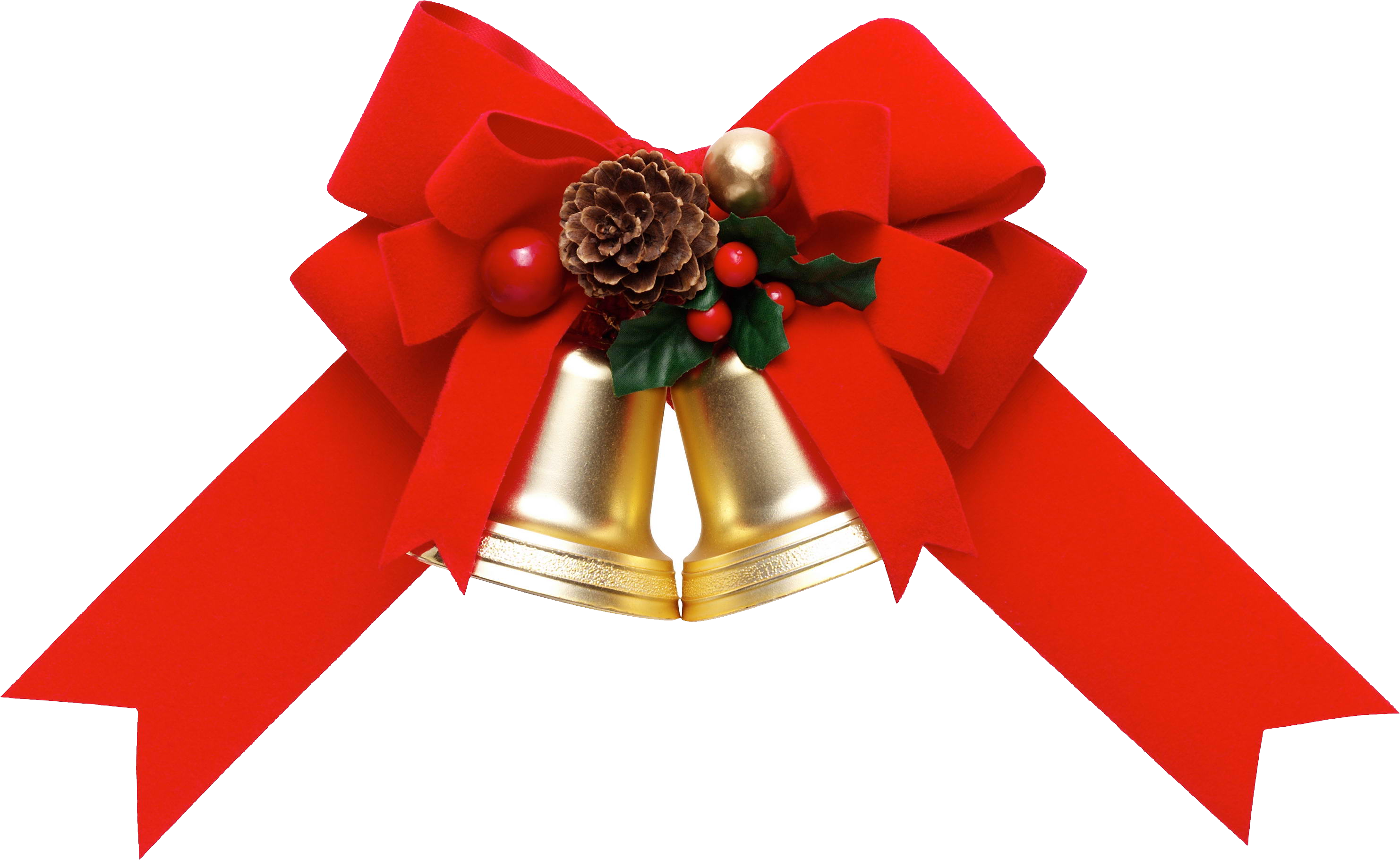 Merry Christmas Ribbon Bells PNG