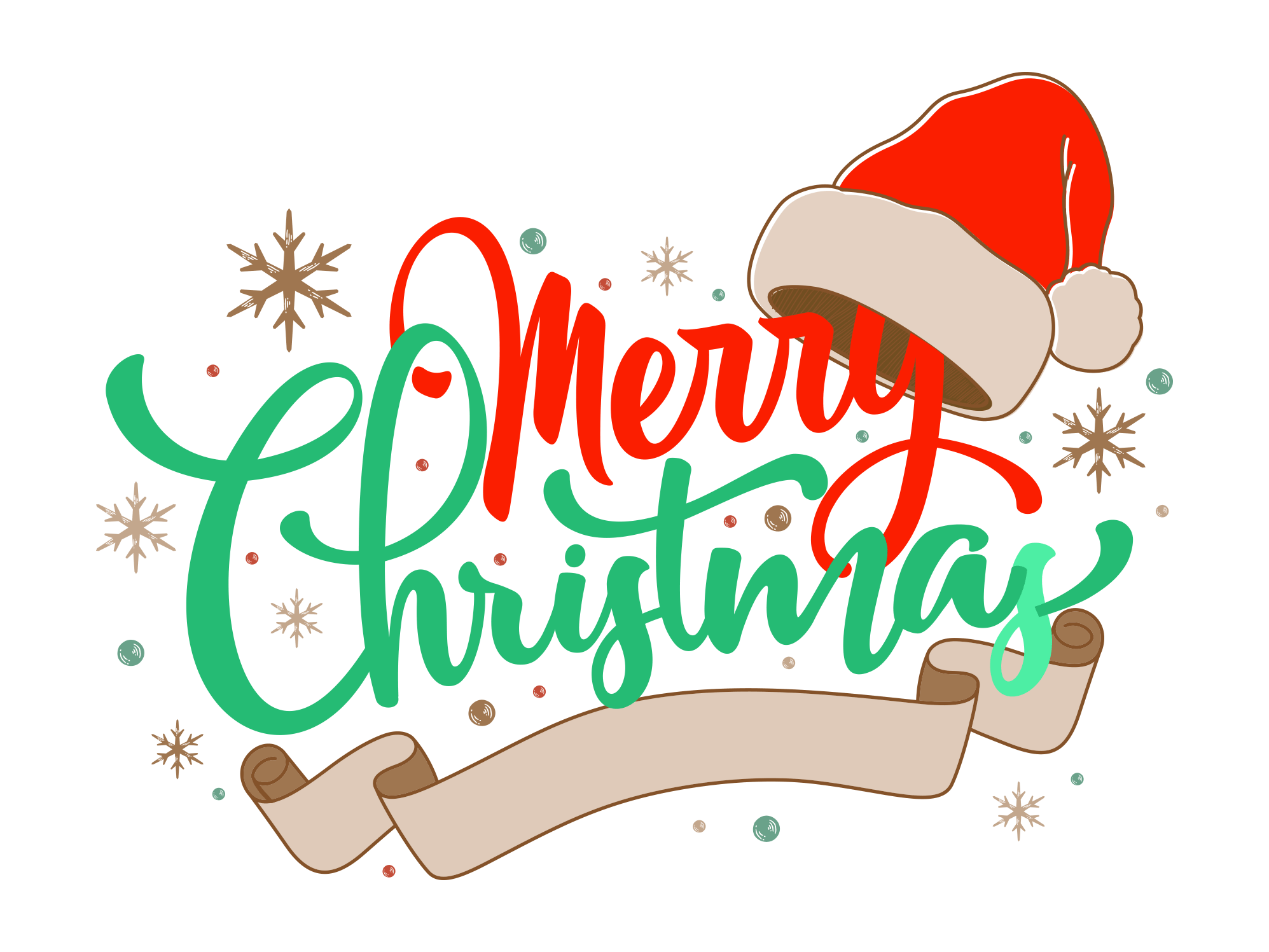 Merry Christmas Text Design Red Hat PNG