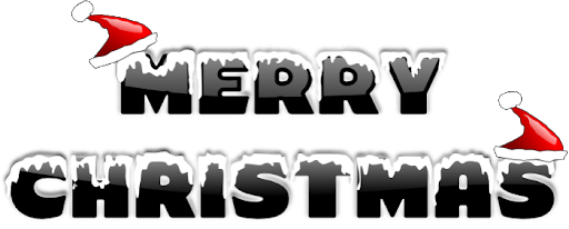 Merry Christmas Word Art Black Text PNG