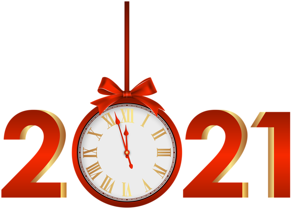 Red Time Clock 2021 New Year Transparent PNG
