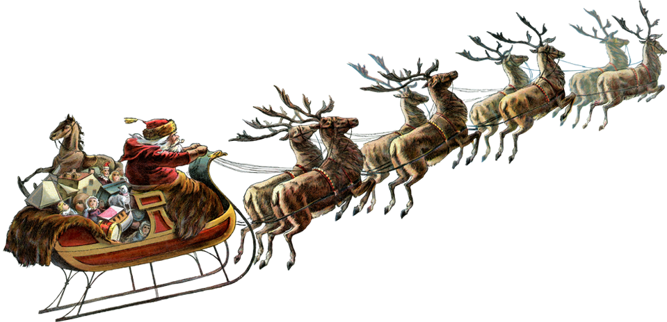 Reindeer Sleigh Christmas PNG