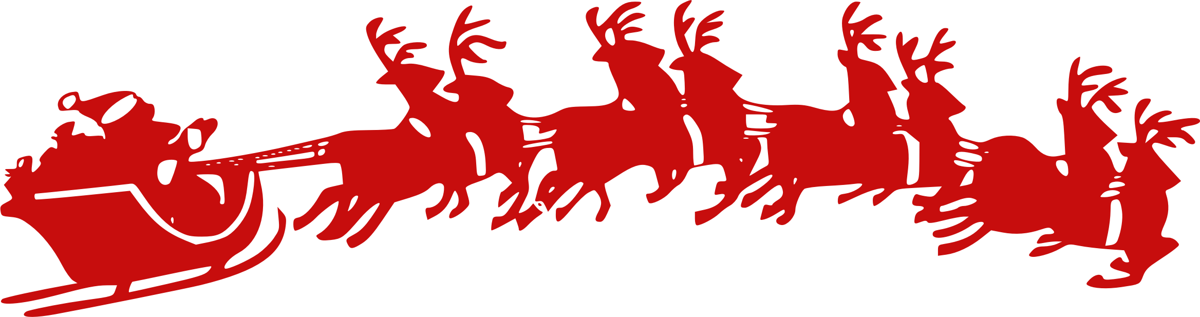 Reindeer Sleigh Red Silhouette PNG