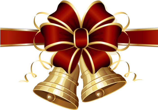 Vector Christmas Bell Red Ribbon PNG