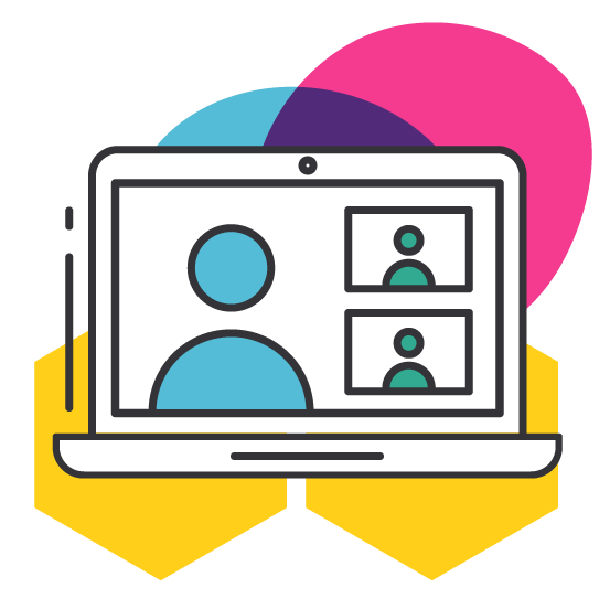 Virtual Meeting Pink Yellow Design PNG