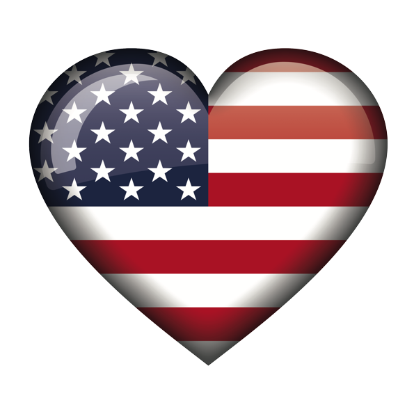 American Flag Heart Background PNG