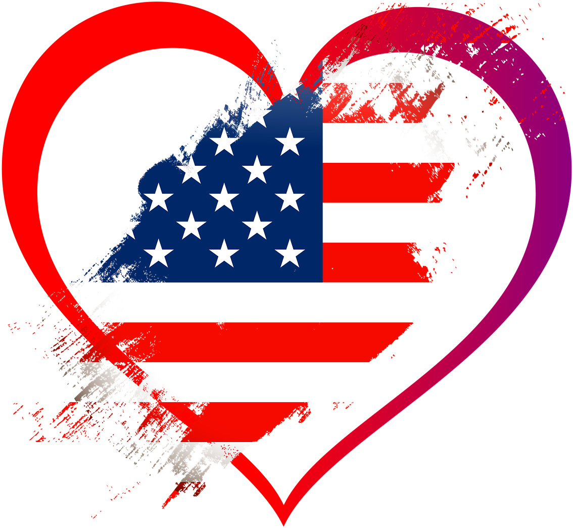American Flag Heart PNG Pic Background
