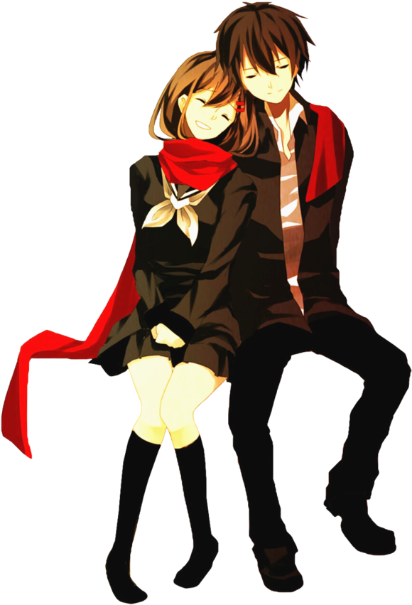Anime Couple robe noire transparente PNG