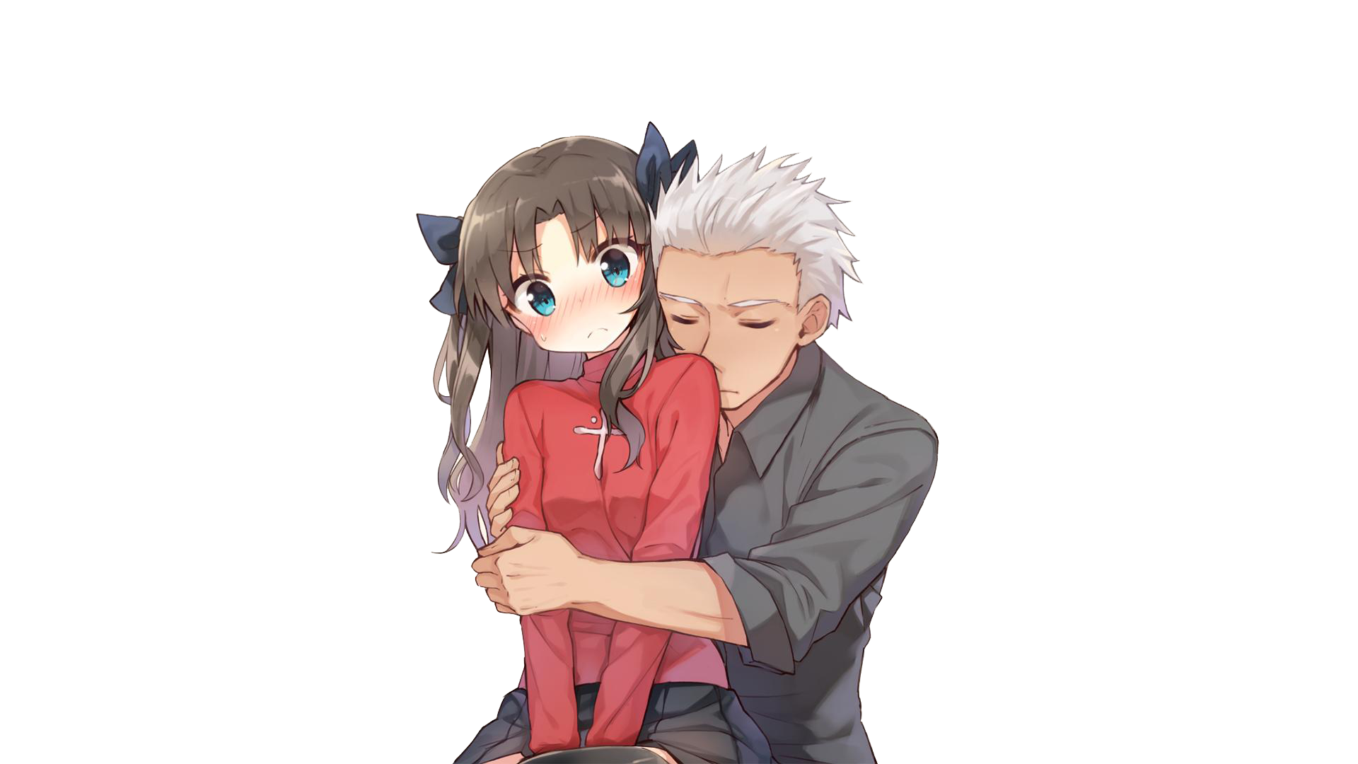 Anime coppia boy girl hugs trasparente PNG