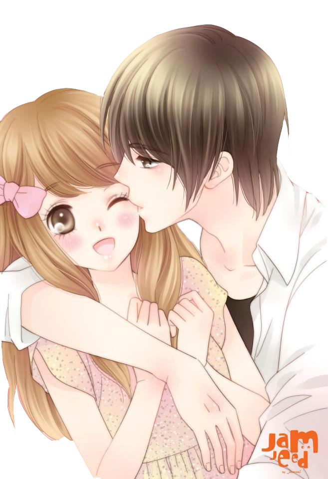 Anime couple fille wink transparent PNG