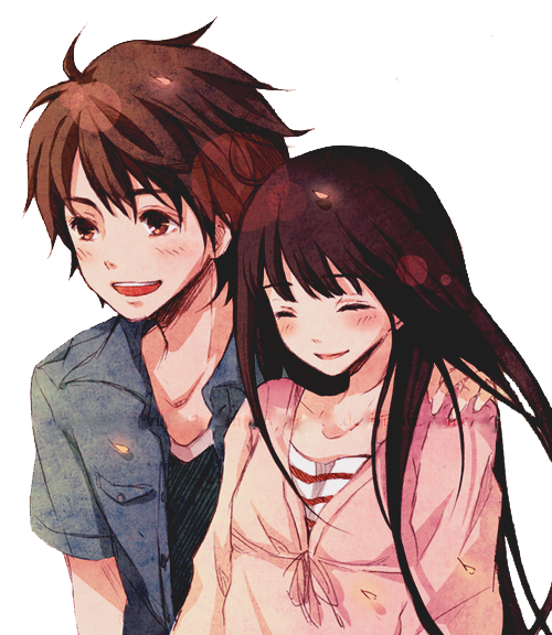 Pasangan anime senyum transparan PNG