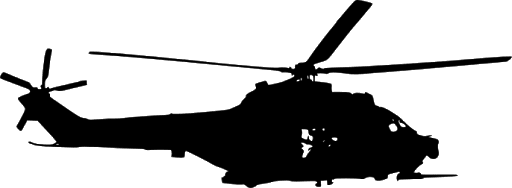 Fondo transparente de la silueta del helicóptero del ejército