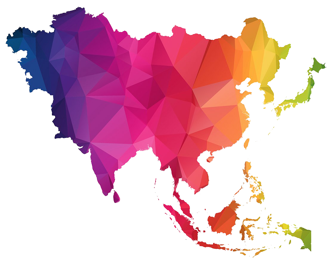 Asia Map Gradient PNG