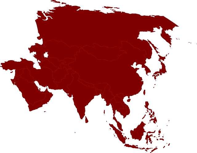 Asia Red Map Vector PNG