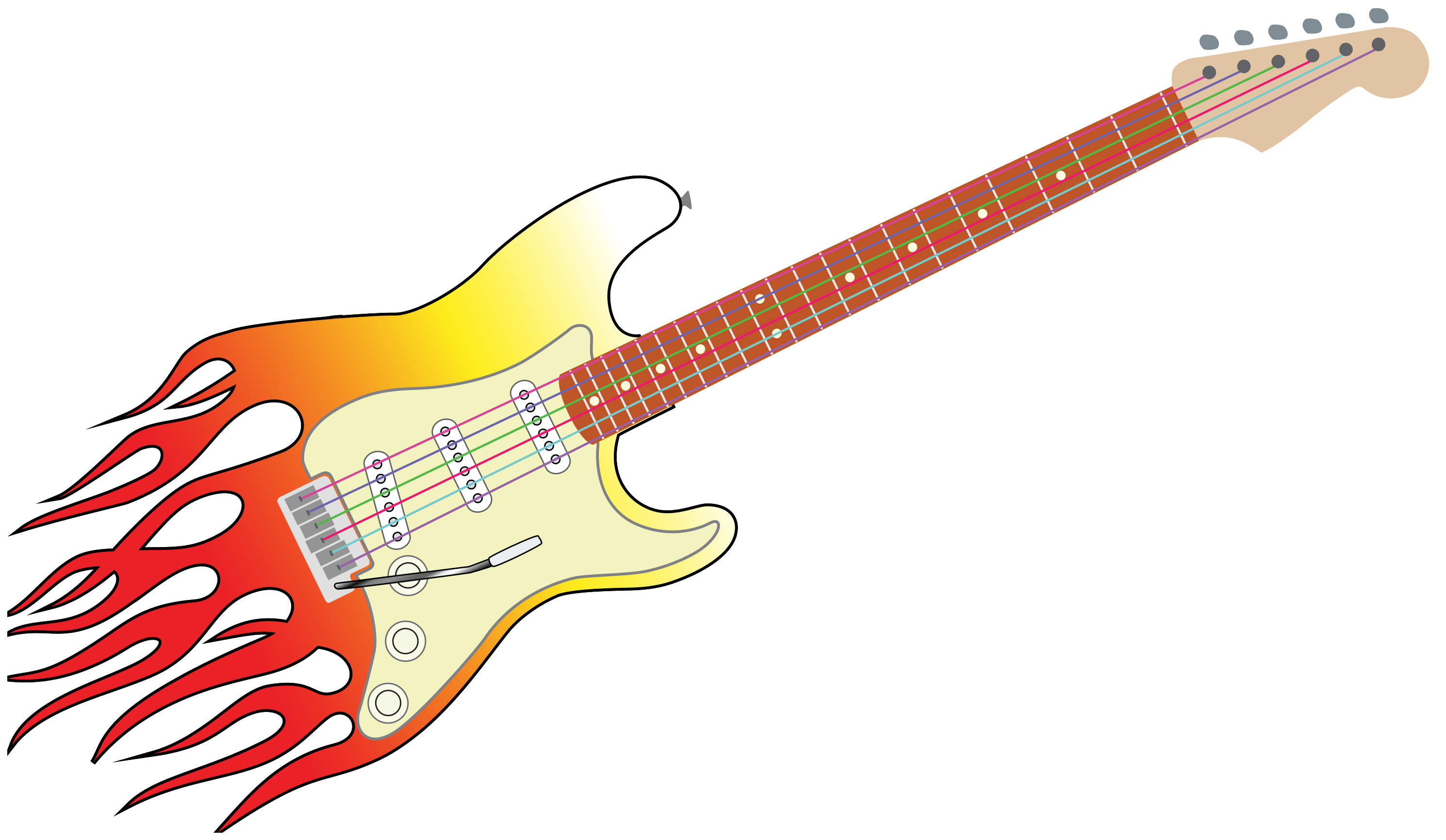 Bass Guitar Flames PNG Clipart Background