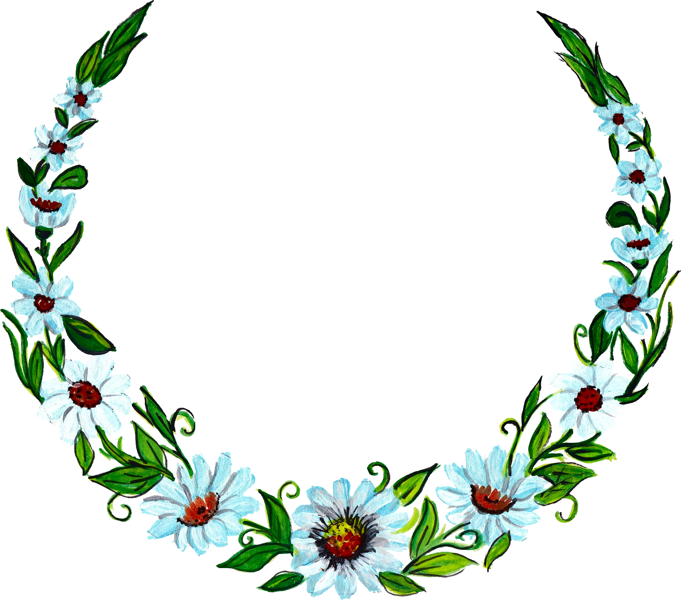 Blue Flower Wreath PNG Clipart Background