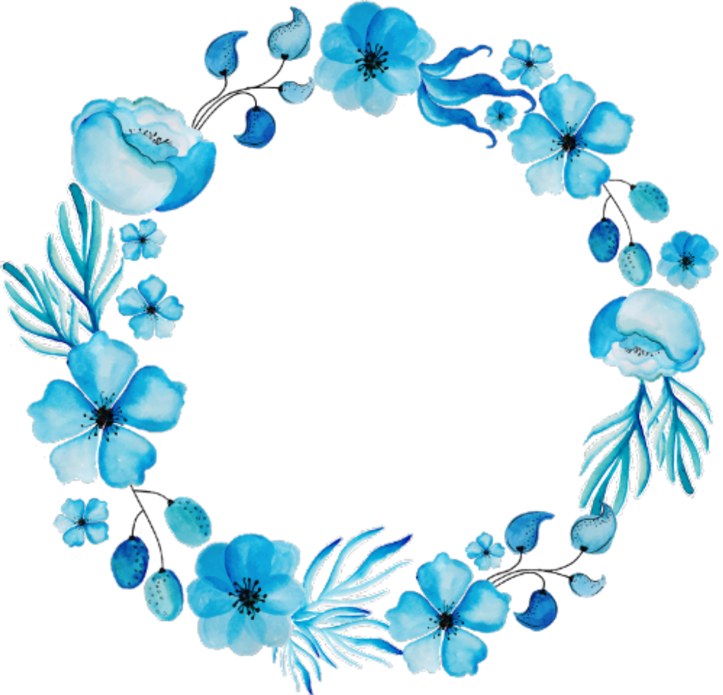 Blue Flower Wreath PNG HD Quality