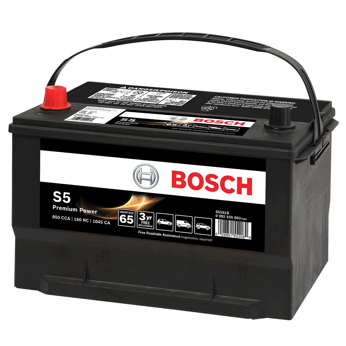 Bosch Black Vehicle Battery Transparent PNG